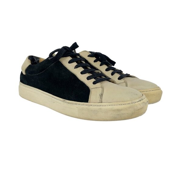 MALENE BIRGER Distressed Tennis Prep Suede Black Cream VSCO Low Rise Sneaker 40 - Picture 3 of 12